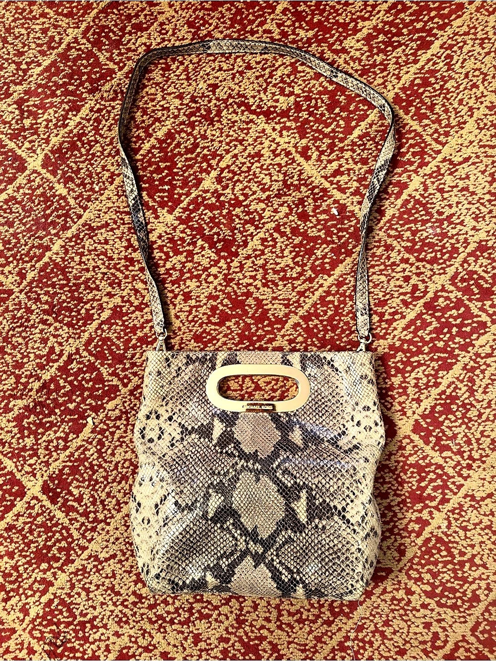 Michael Kors Snake Print Crossbody Bag in Brown & Beige